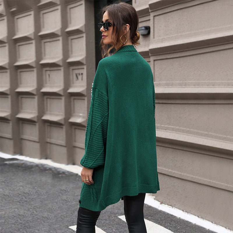 Damen Strickjacke mit Perlenverzierung und lässigem Schnitt WW
