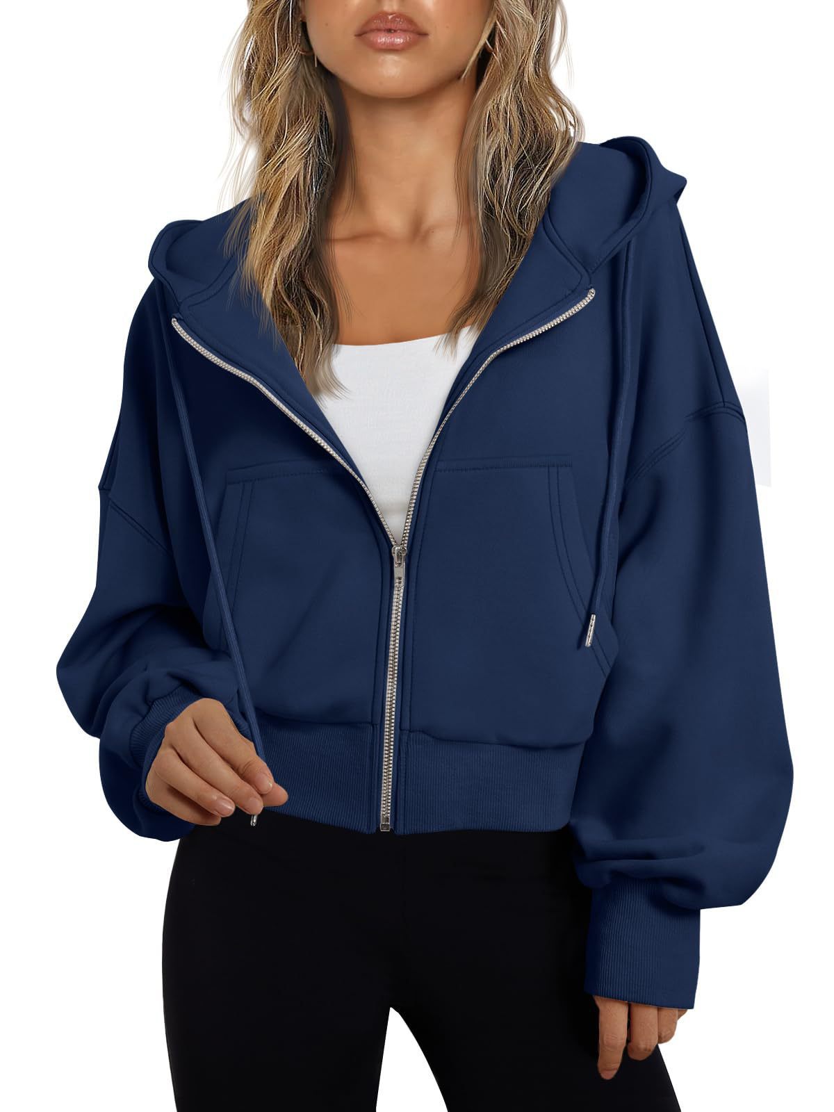 Damen modischer Kapuzenpullover mit lässigem Schnitt und praktischen Taschen WW