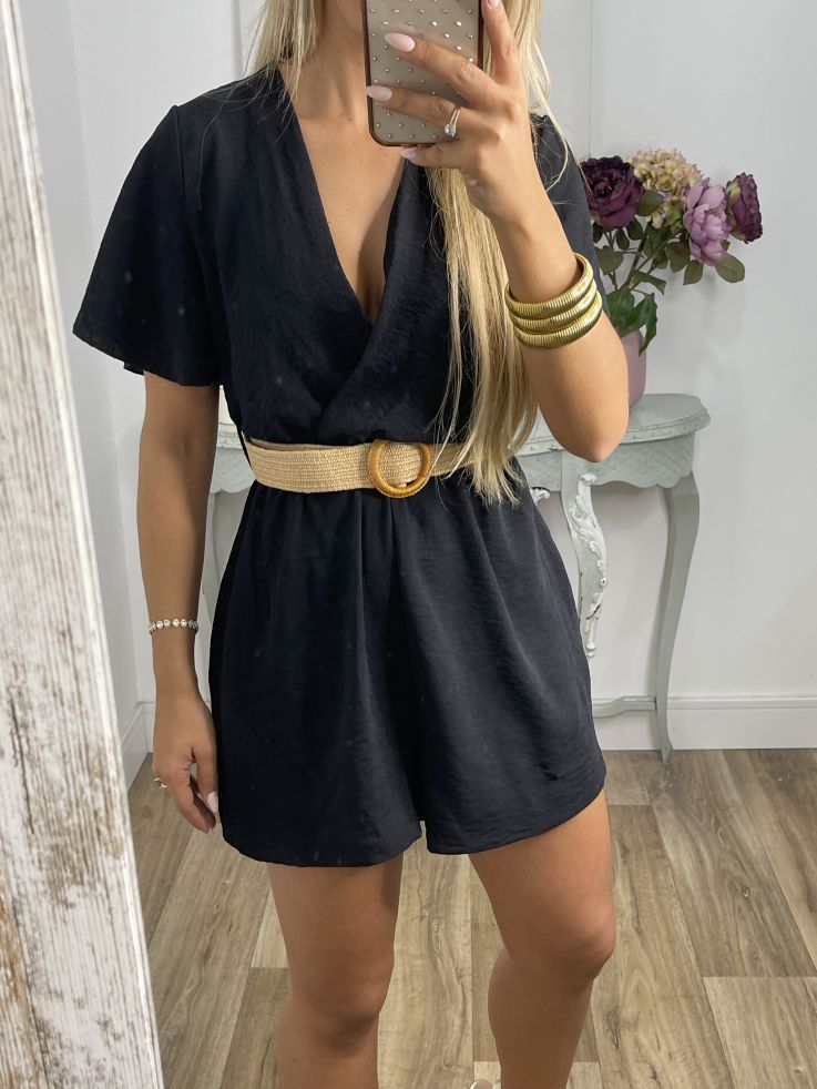 Damen modischer Wickel-Overall mit Taillengurt WW