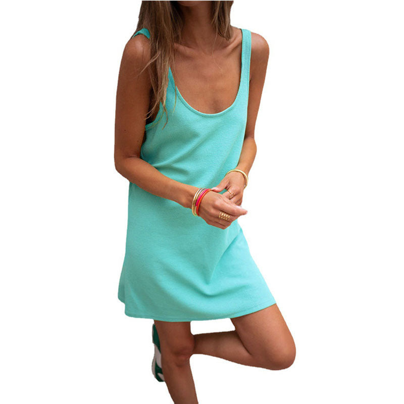 Damen lässiges Trägershirt-Kleid aus leichtem Stoff WW