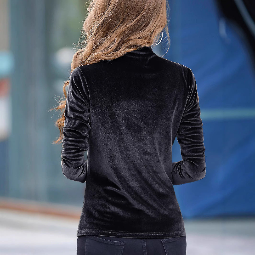 Damen Elegantes Veloursoberteil mit hohem Kragen WW