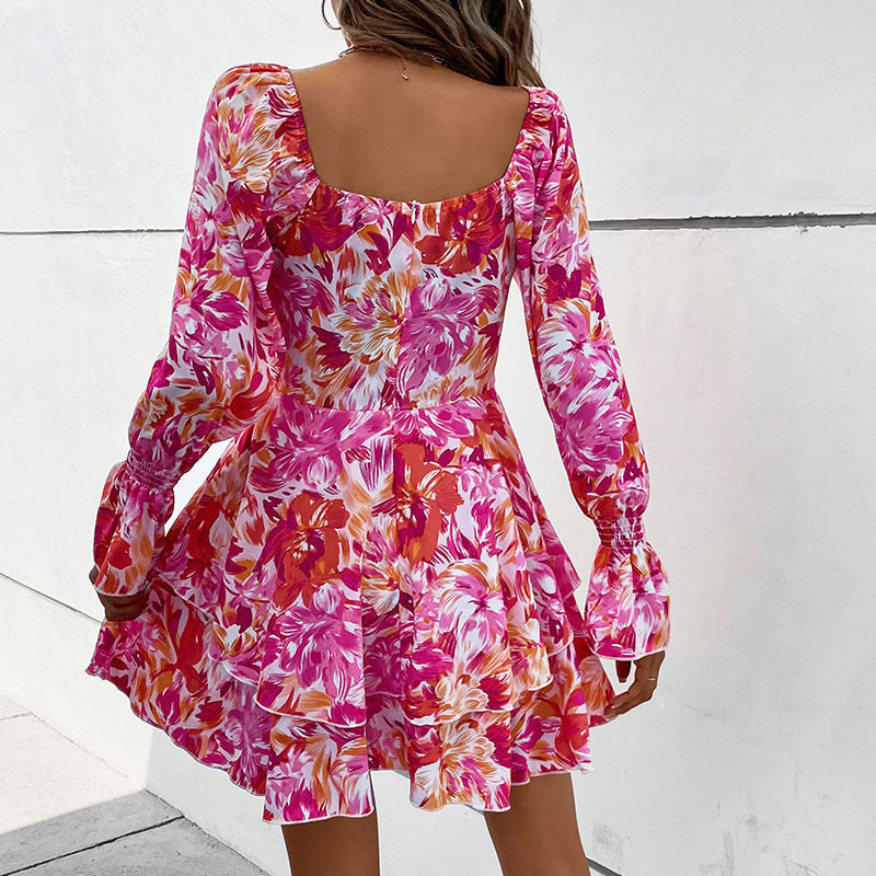 Damen Mini-Kleid mit voluminösen Ärmeln und romantischem Floralprint WW