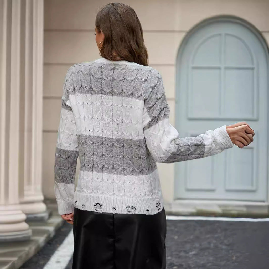 Damen Strickpullover mit strukturiertem Kabelmuster und modernen Designelementen WW