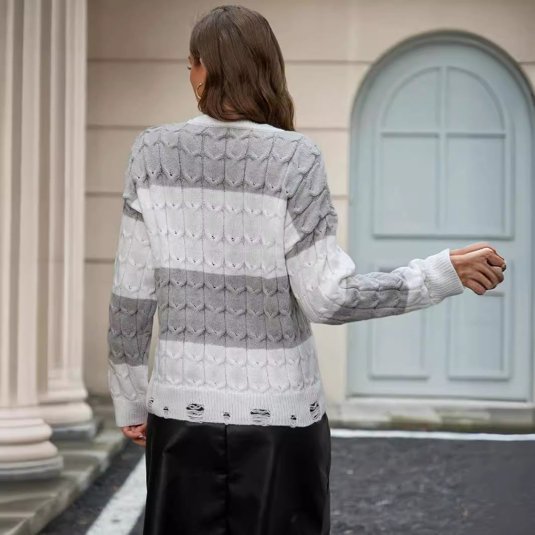 Damen Strickpullover mit strukturiertem Kabelmuster und modernen Designelementen WW