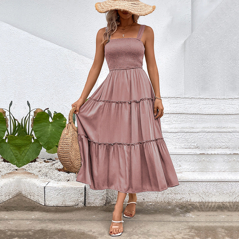 Damen Maxikleid mit Rüschensaum und elastischem Oberteil WW