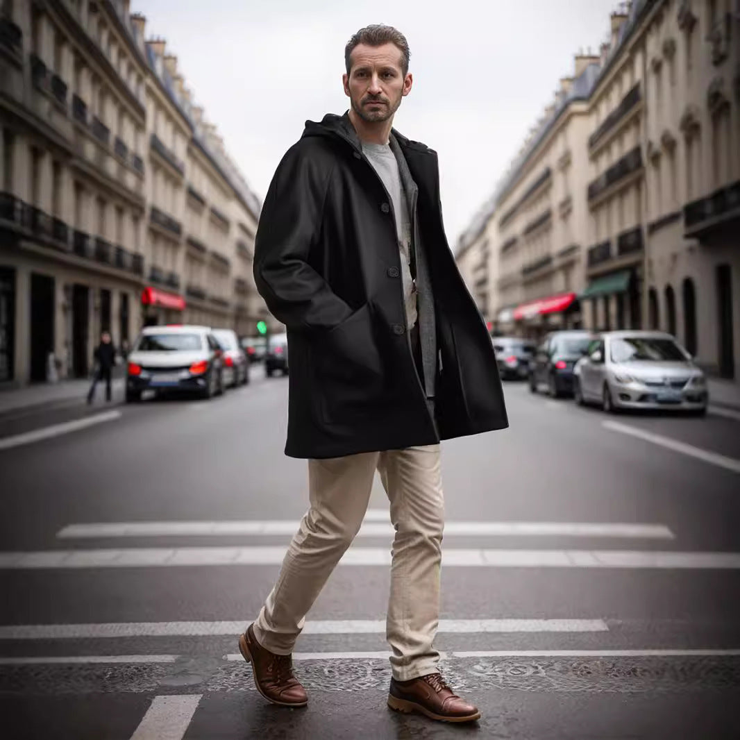 Herren praktische und elegante Kapuzenjacke aus weichem Material WW
