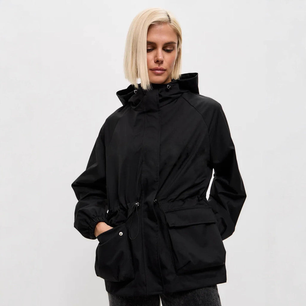 Damen leichte Windbreaker-Jacke mit verstellbarem Bund und praktischen Taschen WW
