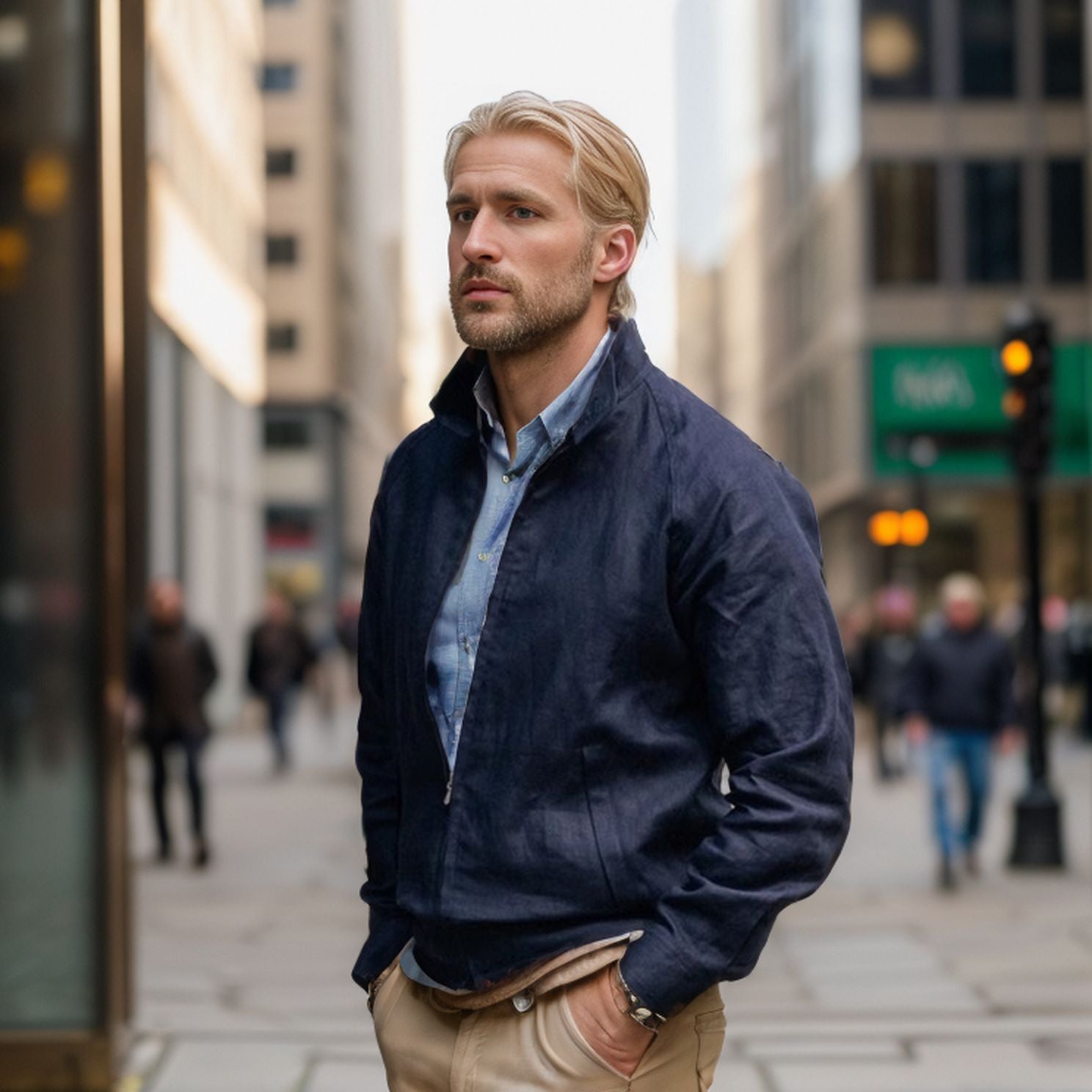 Herren leichte Übergangsjacke mit modernem Stehkragen WW