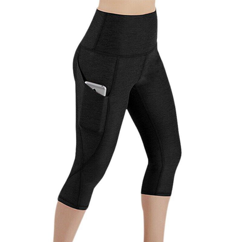 Damen Sportliche Capri-Leggings mit Seitentaschen und hohem Bund WW