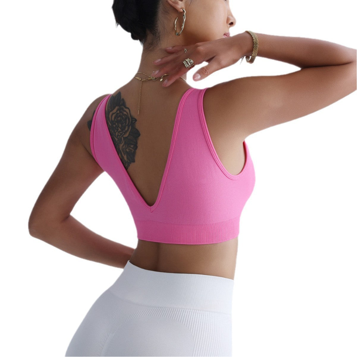 Damen Sport-Bustier mit tiefem V-Ausschnitt und dekorativem Ring WW