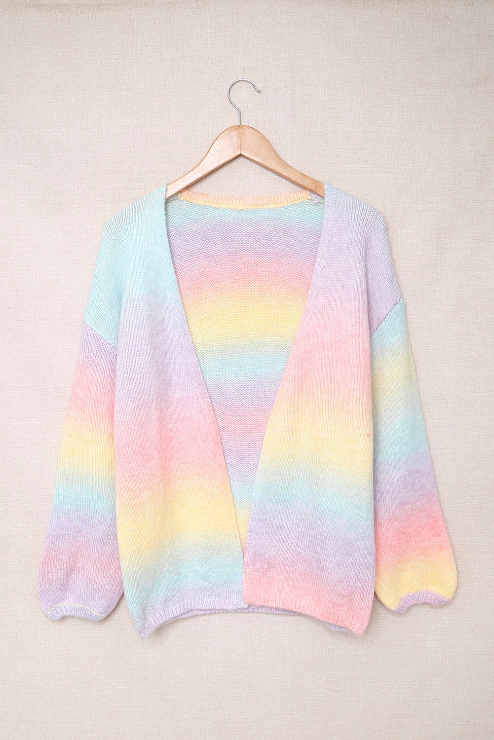 WW | Gradient Offene Vorderseite Fallendes Schulter Cardigan